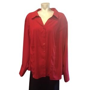 Est‎ 1946 Womens Size 26/28W Red Long Sleeve Blouse Amazing Button Detail